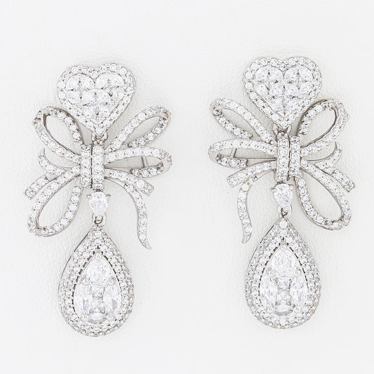 Bow Cluster Diamond Drop Earring