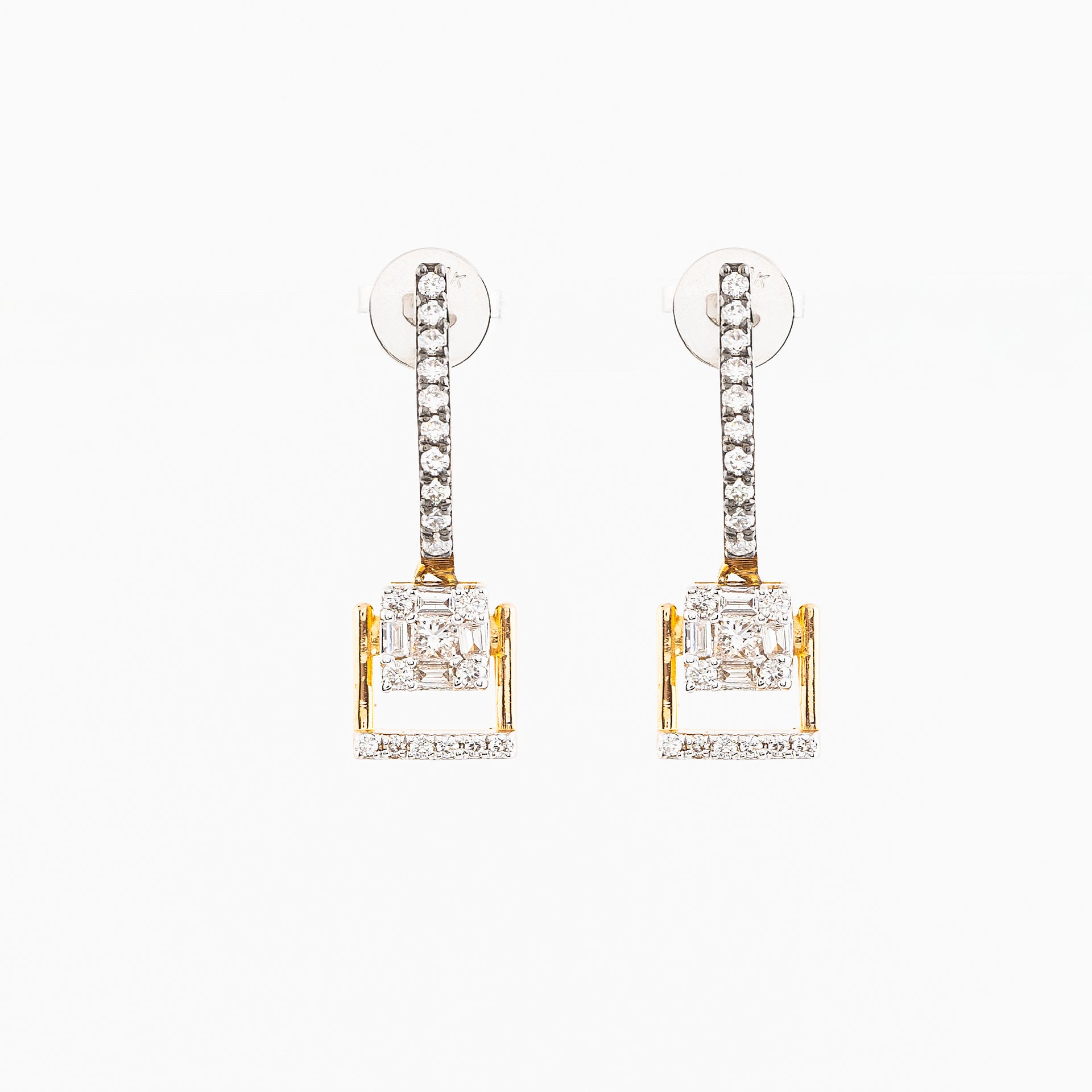 Baguette Diamond Square Drop Earrings
