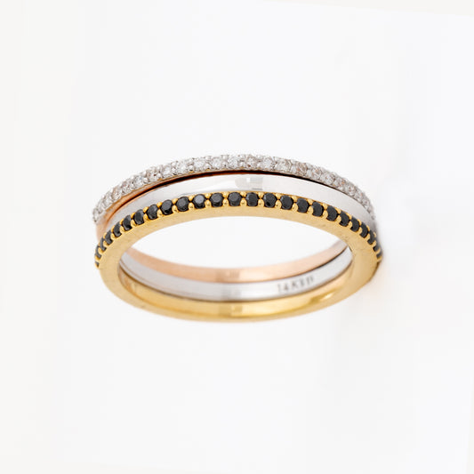 Black Onyx Diamond Stacking Ring