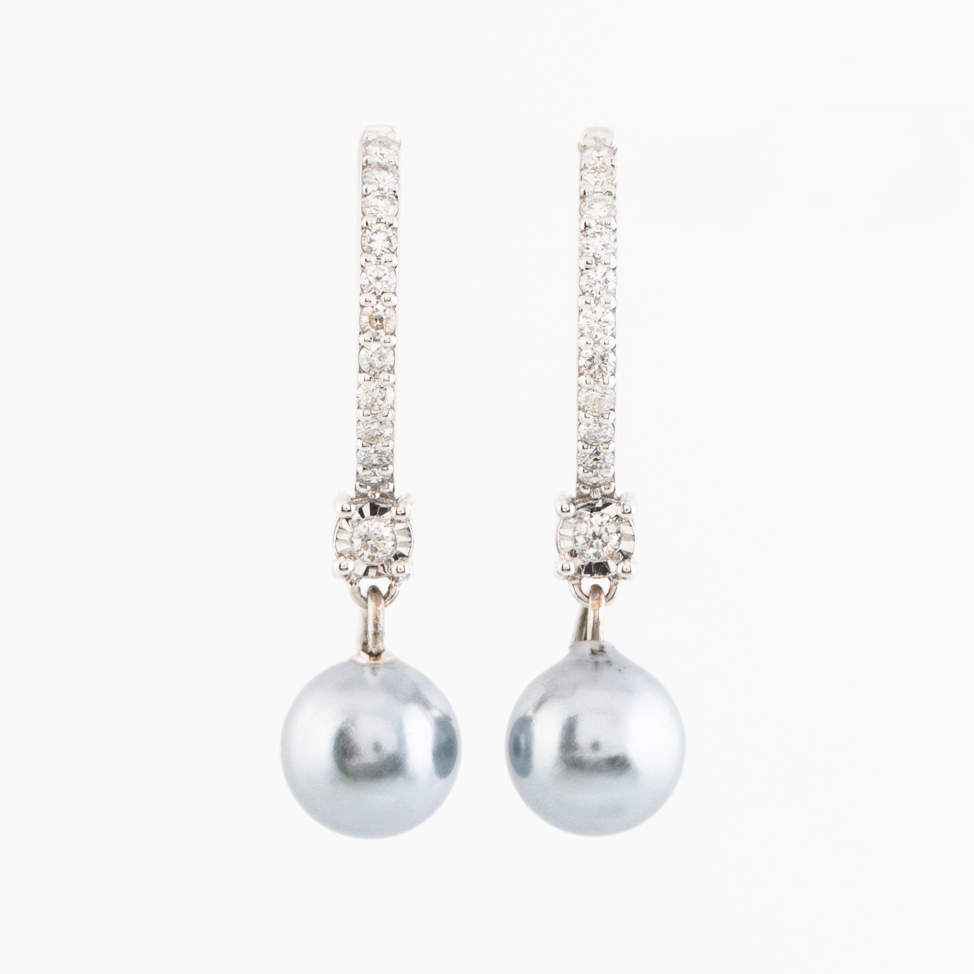 Changeable Pearl and Diamond Hoop Earrings