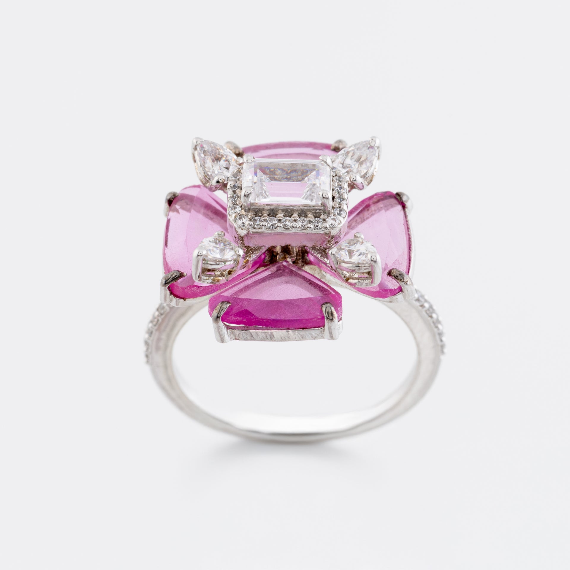 Vian Floral Pink Gemstone and Diamond Statement Ring