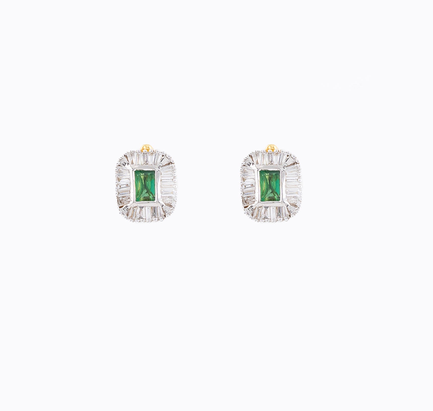 Emerald and Baguette Earrings