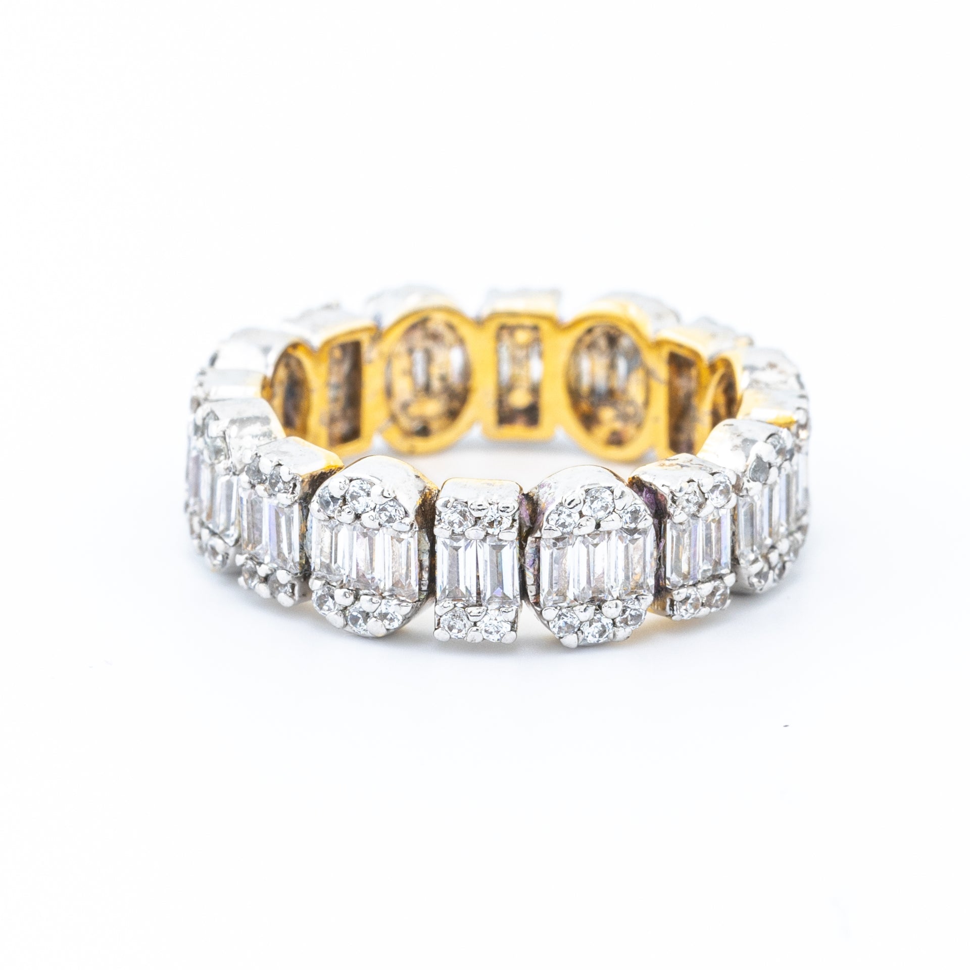 Emerald and Oval Cluster Diamond Band Ring