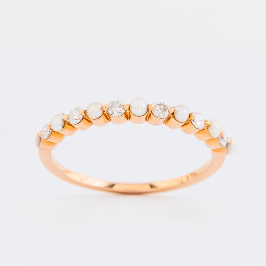 Line Pearl Diamond Ring
