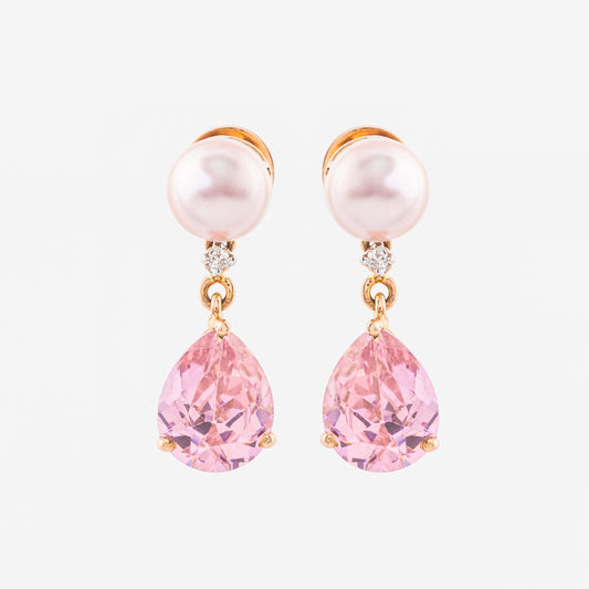 Pink Pearl, Pink Sapphire and Diamond Earrings