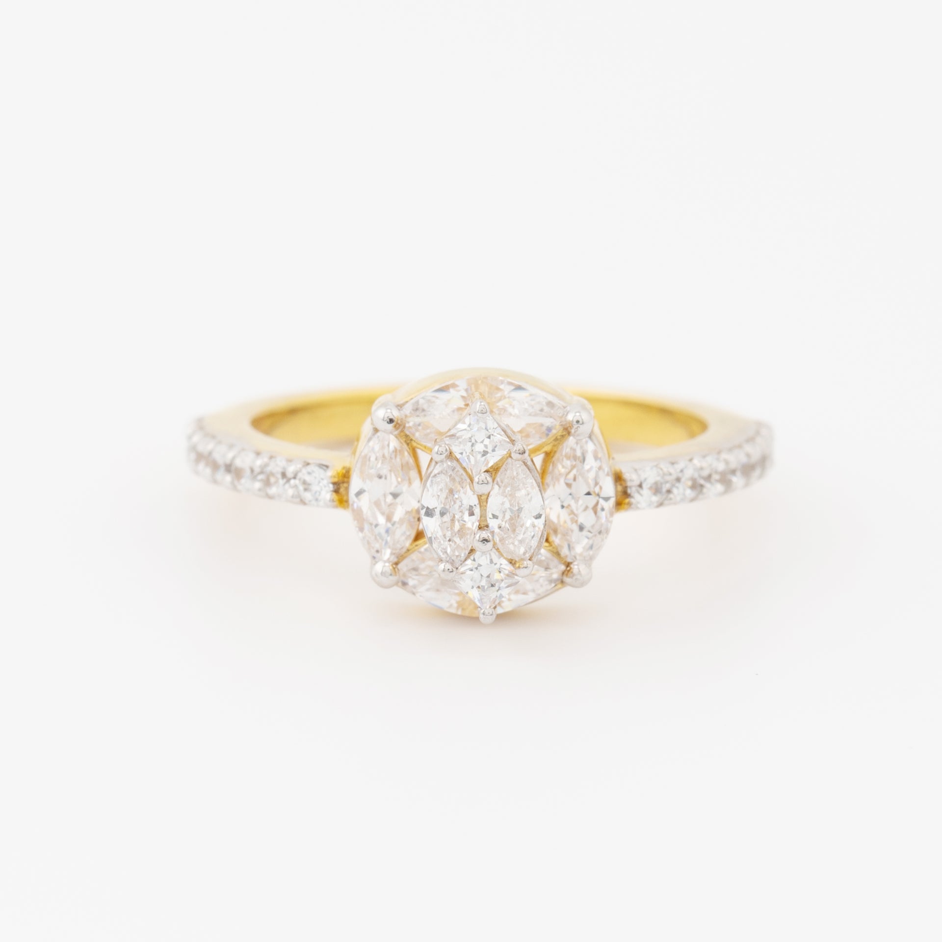 Solitaire Marquise Cluster Diamond Engagement Ring