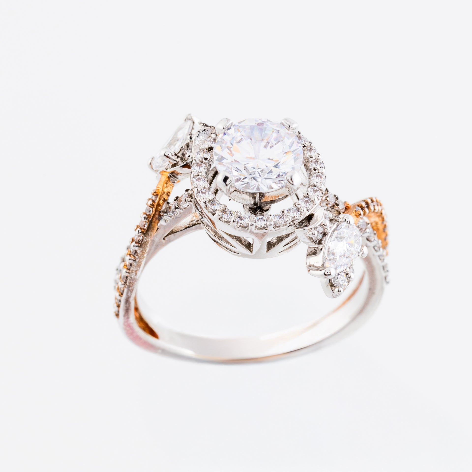 Solitaire Round and Pear Diamond Engagement Ring