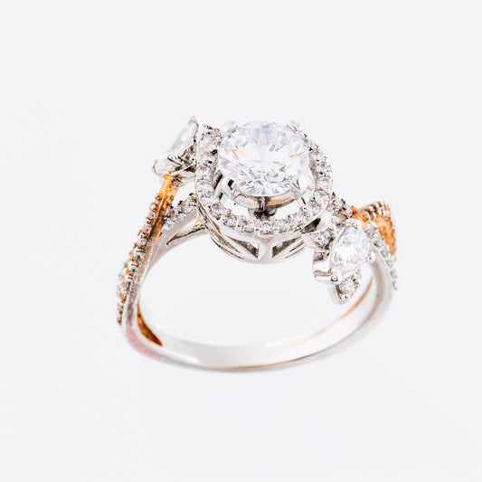 Solitaire Round and Pear Diamond Engagement Ring