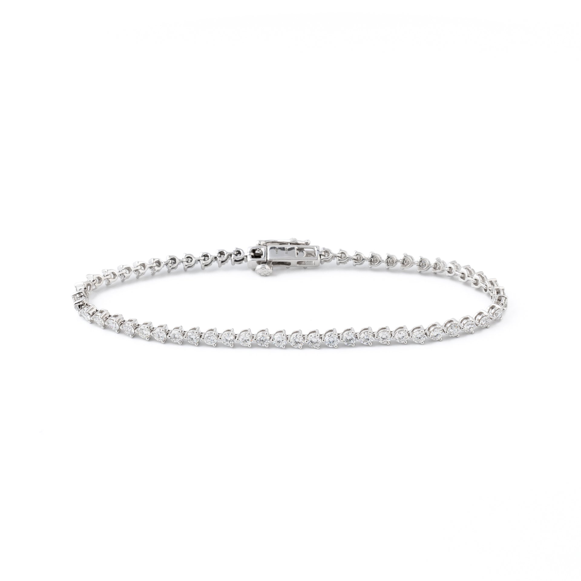 Three-Prong Round Diamond Tennis Bracelet