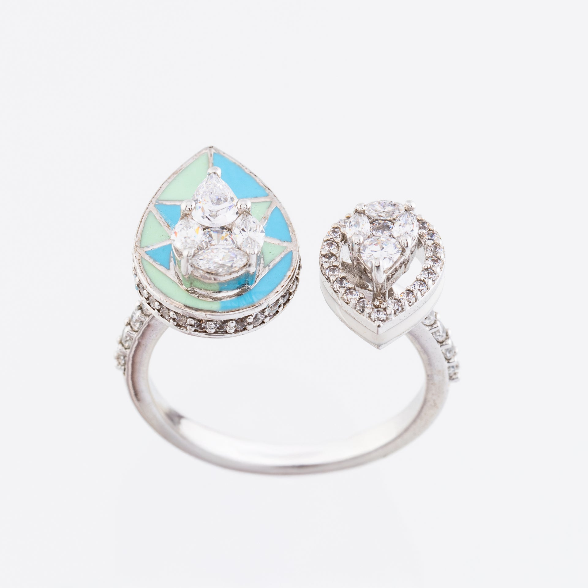 Vian Toi et Moi Enamel Diamond Statement Ring