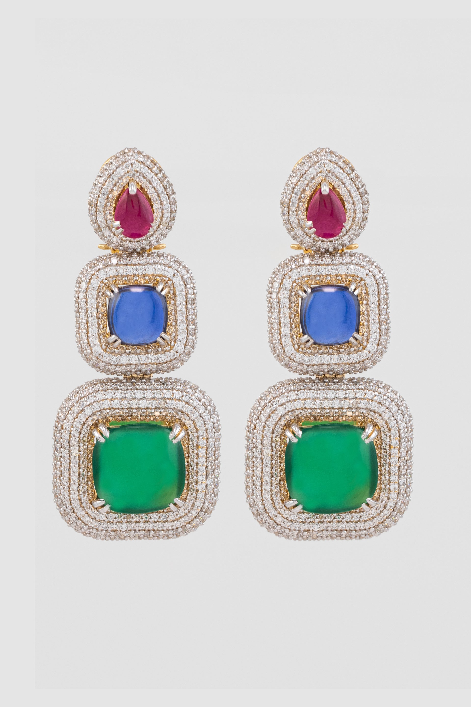 Vian Multi Stone Diamond Drop Earrings