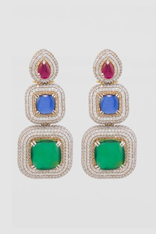 Vian Multi Stone Diamond Drop Earrings