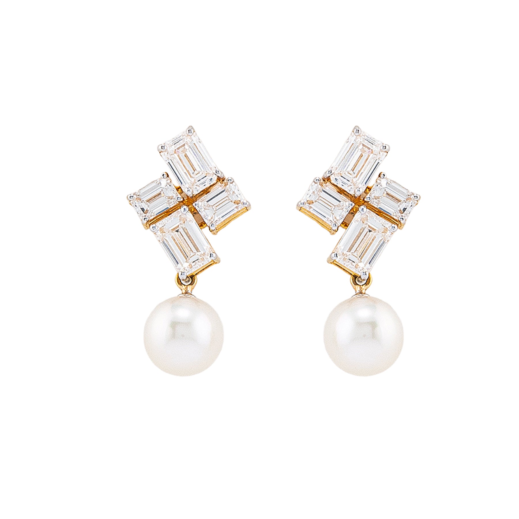 Vian Royal Pearl and Emerald Diamond Drop Collection
