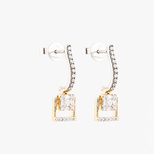 Baguette Diamond Square Drop Earrings