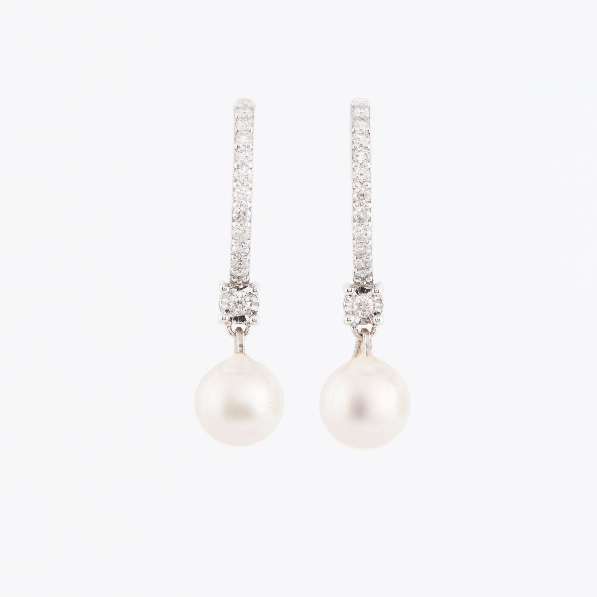 Changeable Pearl and Diamond Hoop Earrings