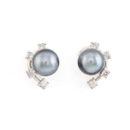 Changeable Pearl and Diamond Leaf Earrings