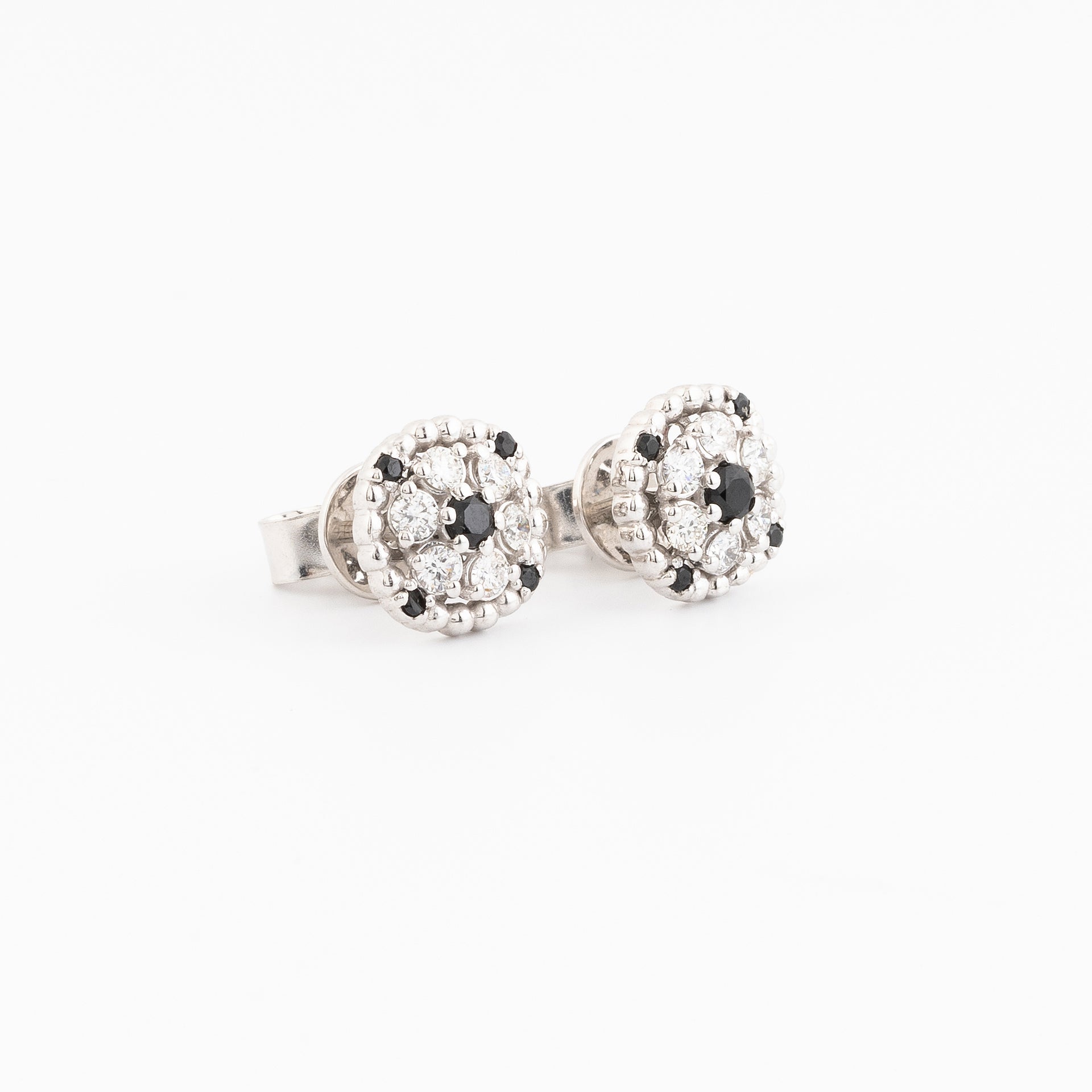 Diamond and Black Gemstone Earrings