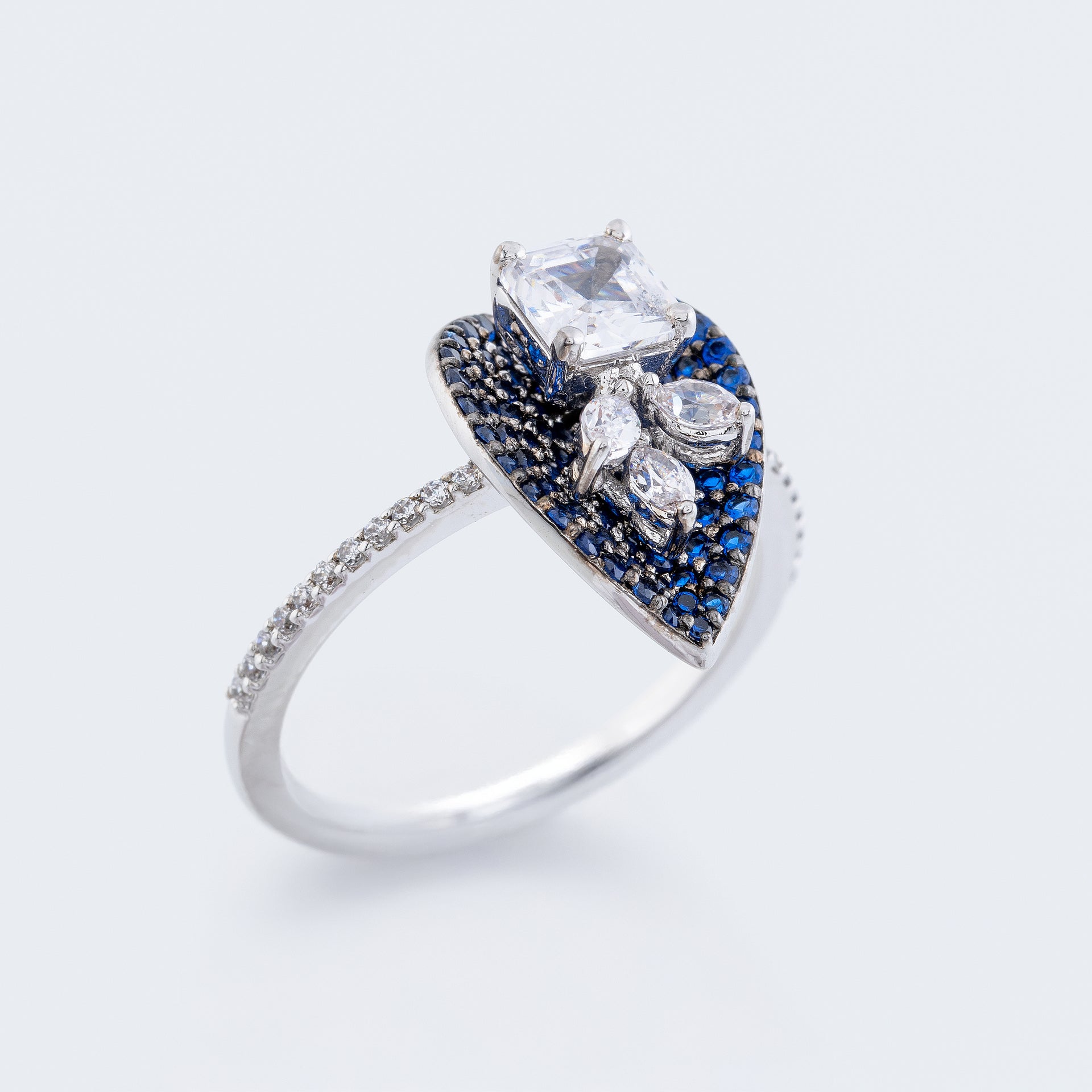 Vian Sheid Blue Sapphire and  Diamond Statement Ring