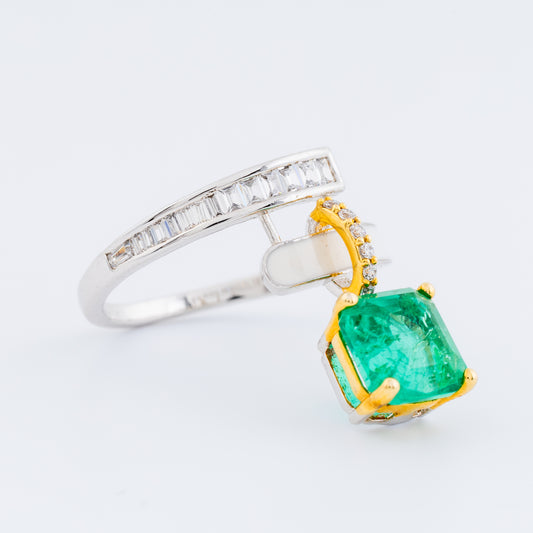 Vian Pendant Emerald and Diamond Statement Ring