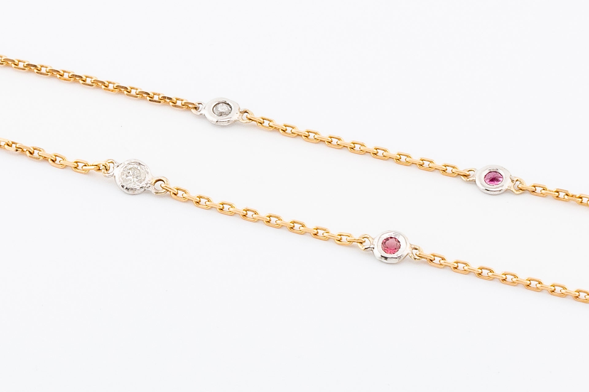 Diamond and Ruby Double Chain Bracelet