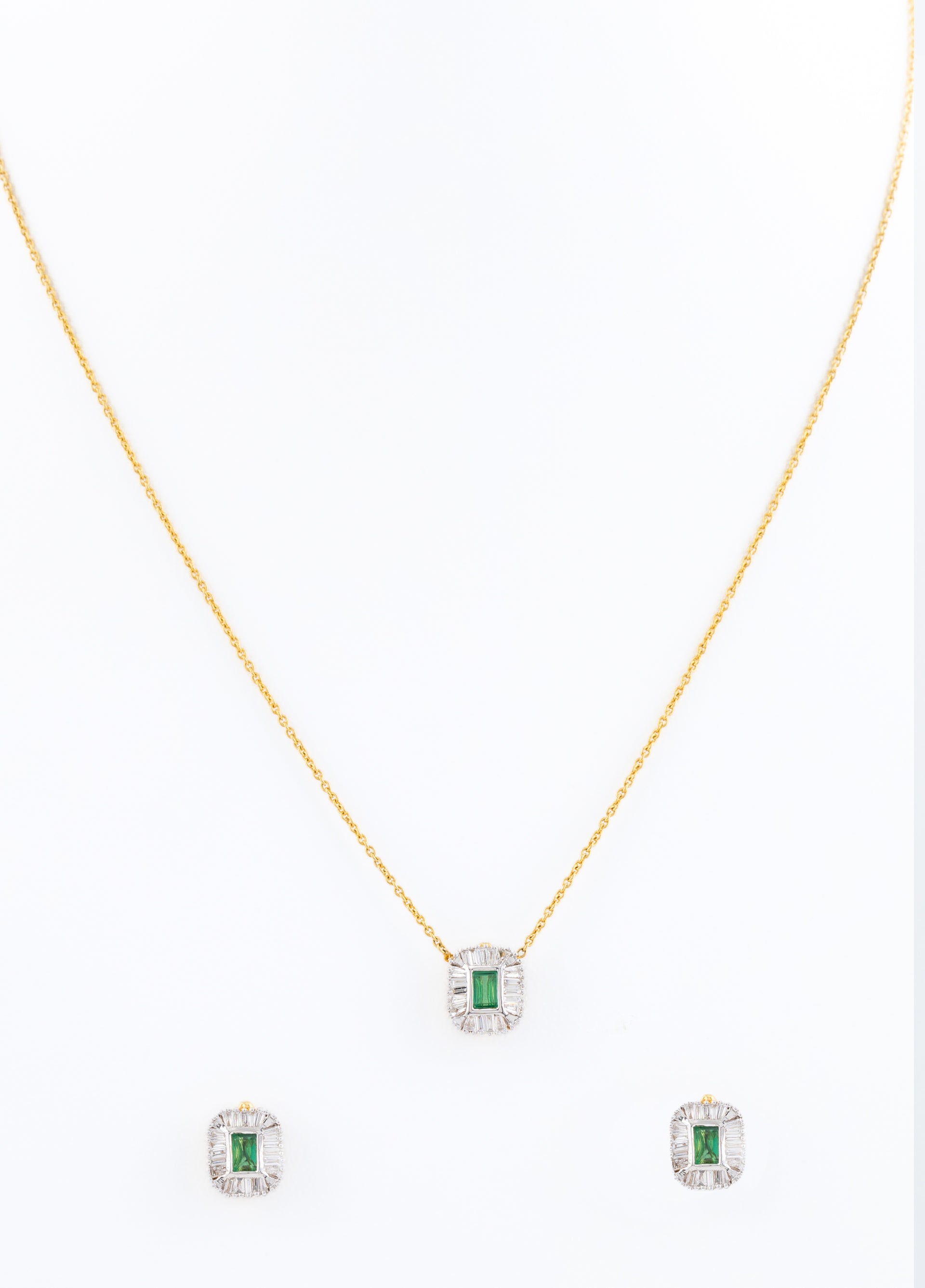 Emerald and Baguette Earrings
