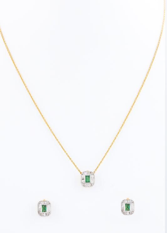 Emerald and Baguette Earrings