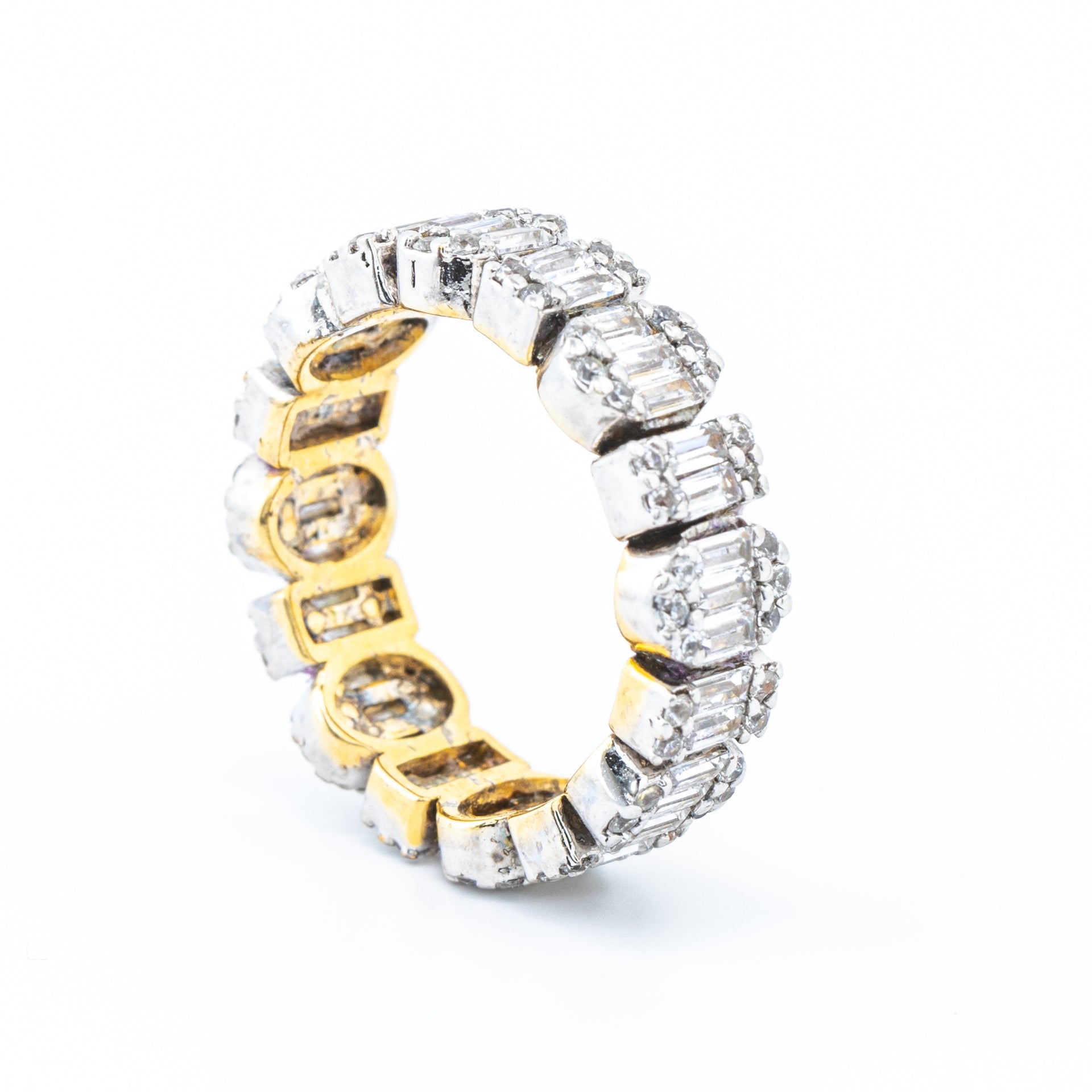 Emerald and Oval Cluster Diamond Band Ring