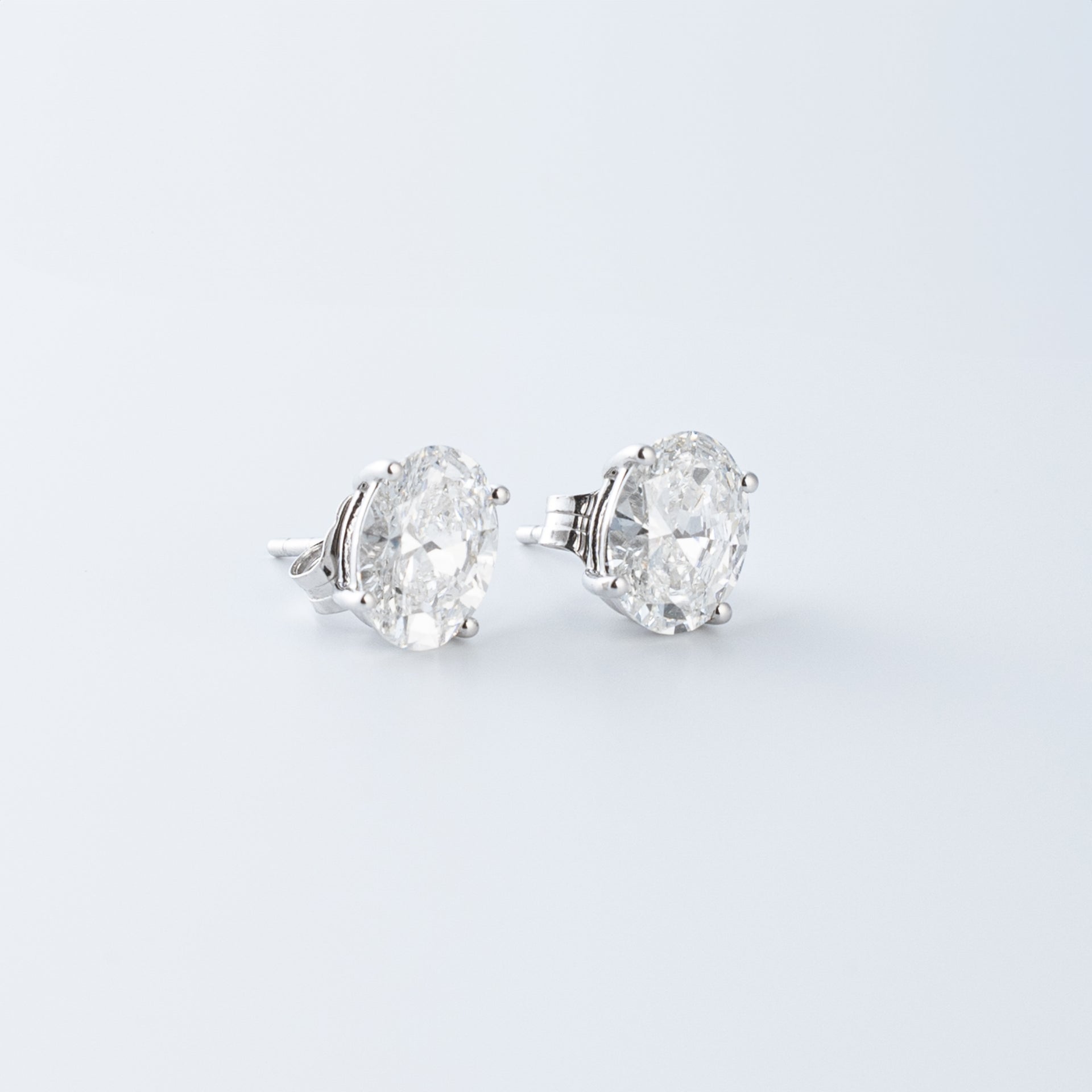 Oval-Shaped Diamond Stud Earrings