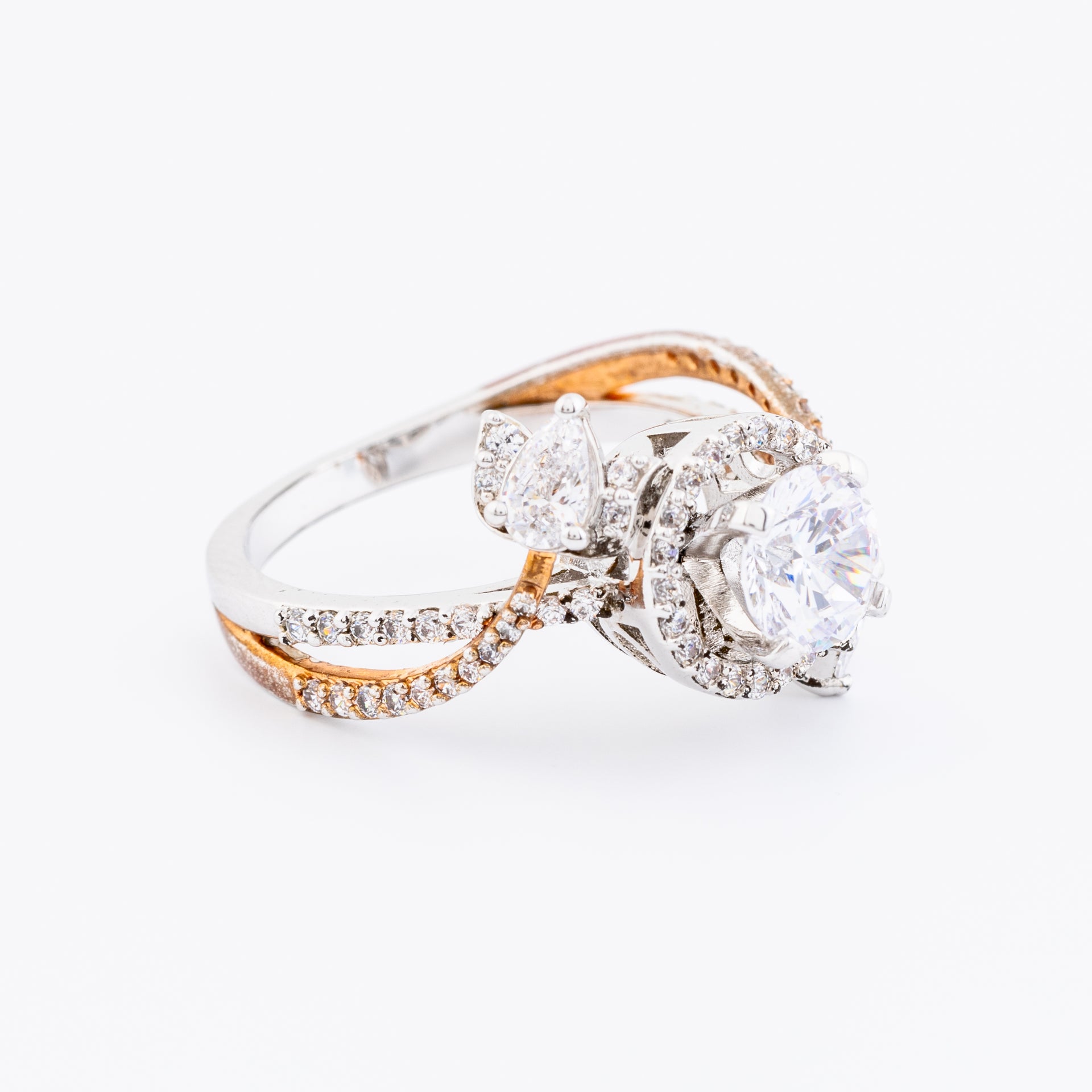 Solitaire Round and Pear Diamond Engagement Ring