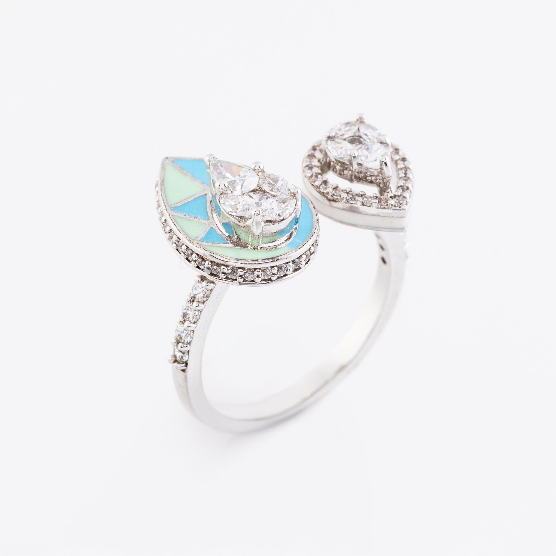 Vian Toi et Moi Enamel Diamond Statement Ring