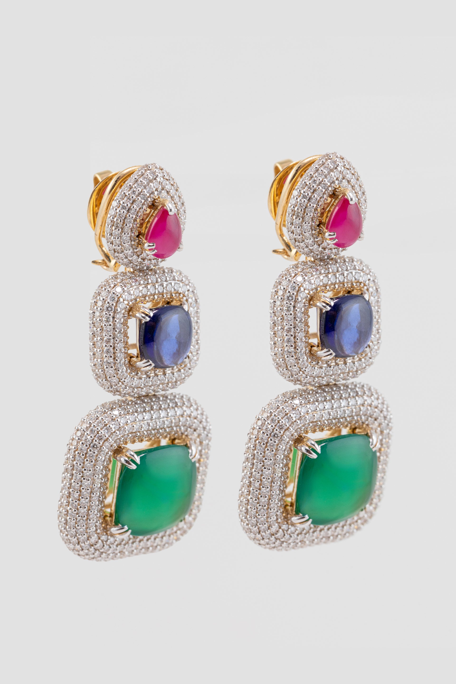Vian Multi Stone Diamond Drop Earrings