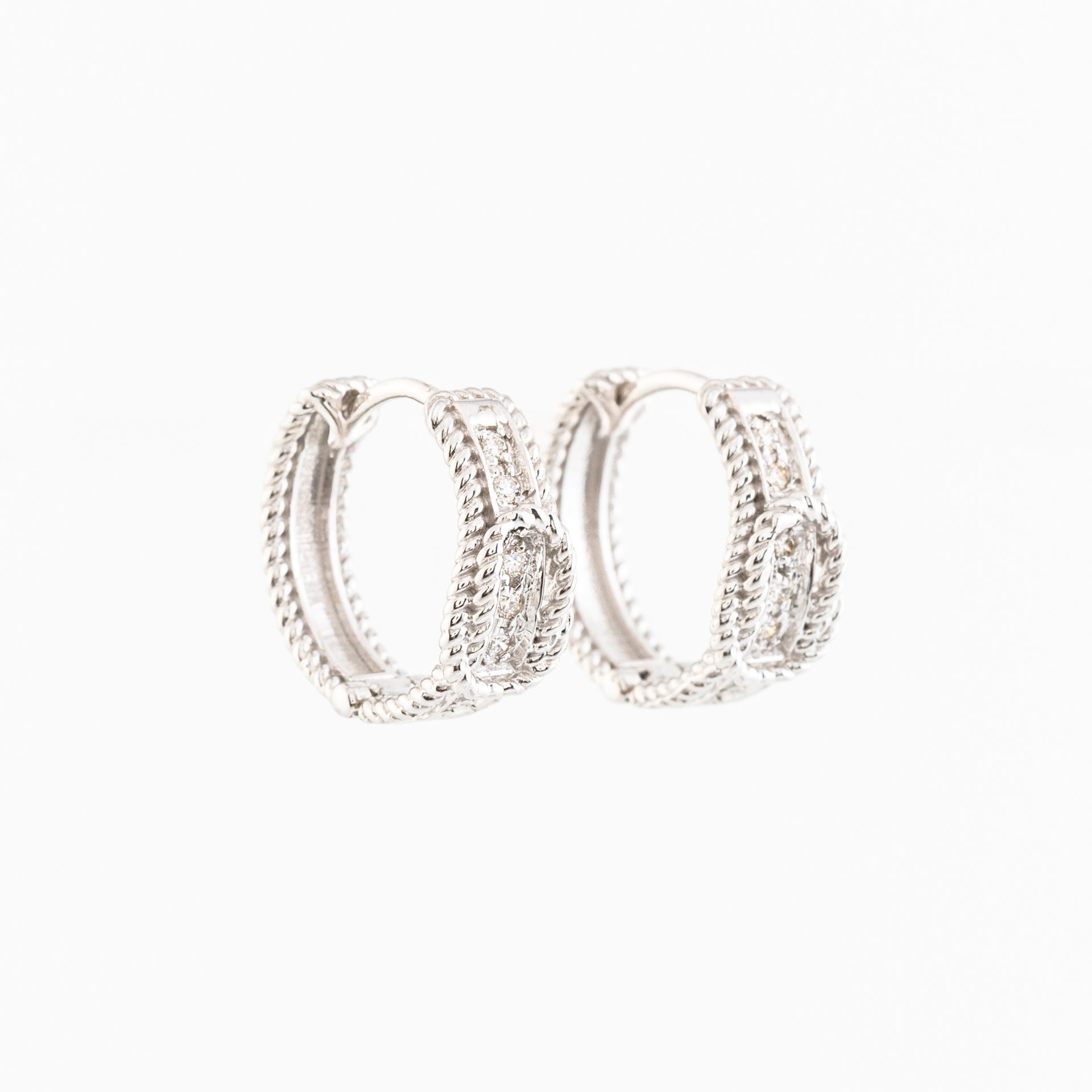 White Gold and Diamond Hoops