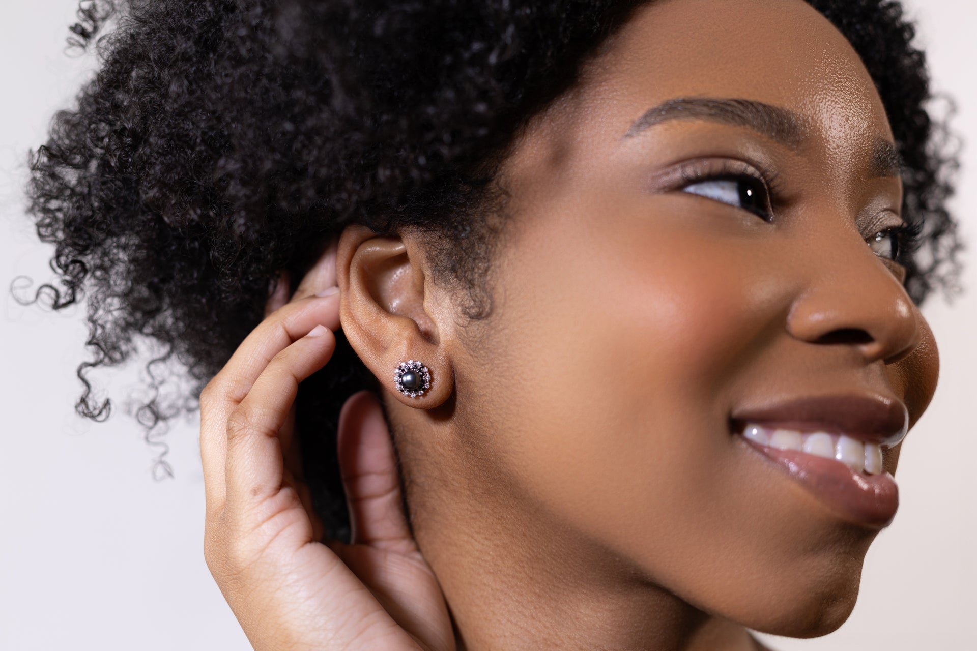 Black Pearl, Black Gemstone and Diamond Earrings