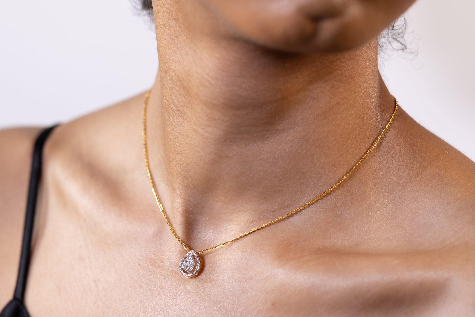 Diamond Teardrop Cluster Necklace