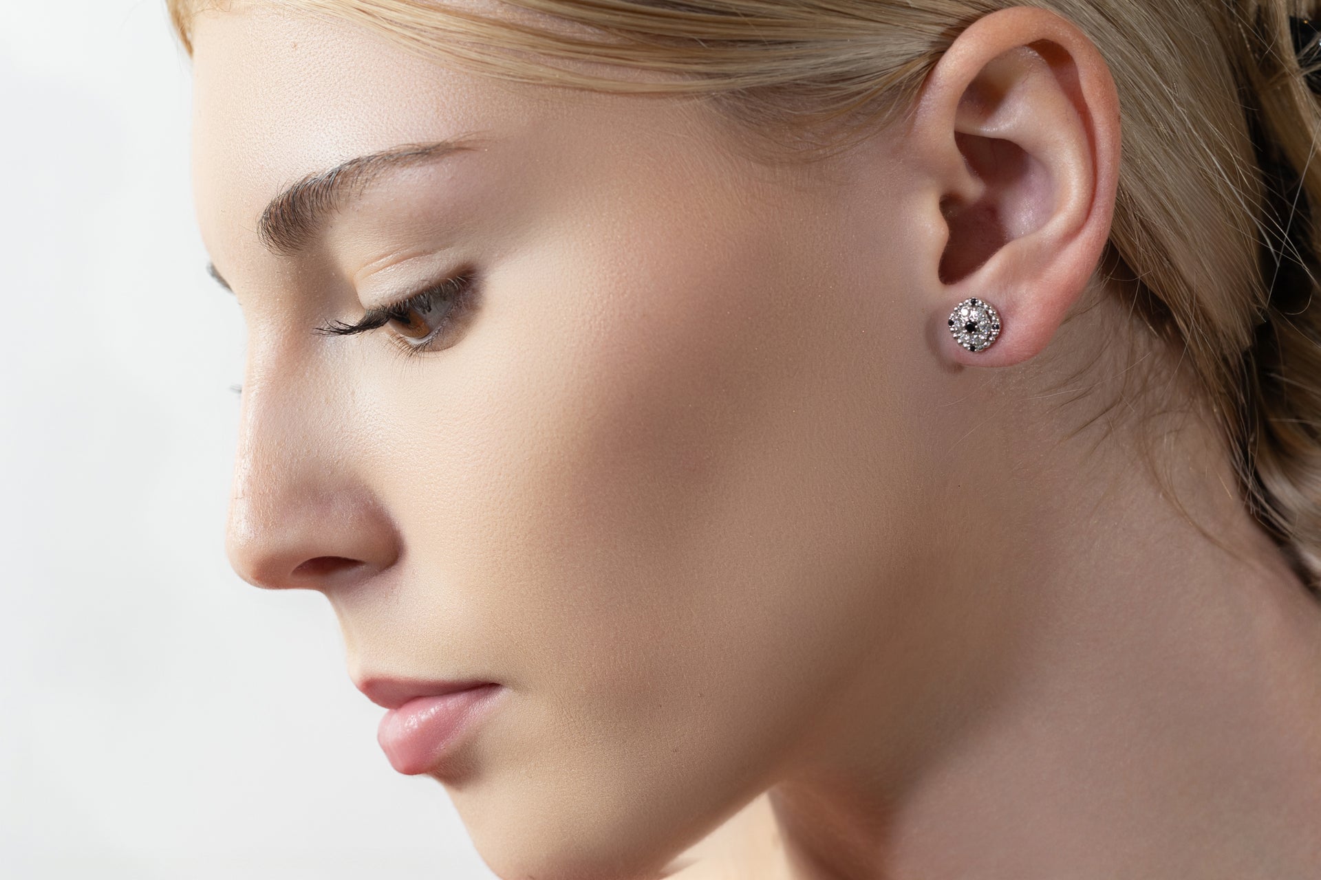 Diamond and Black Gemstone Earrings
