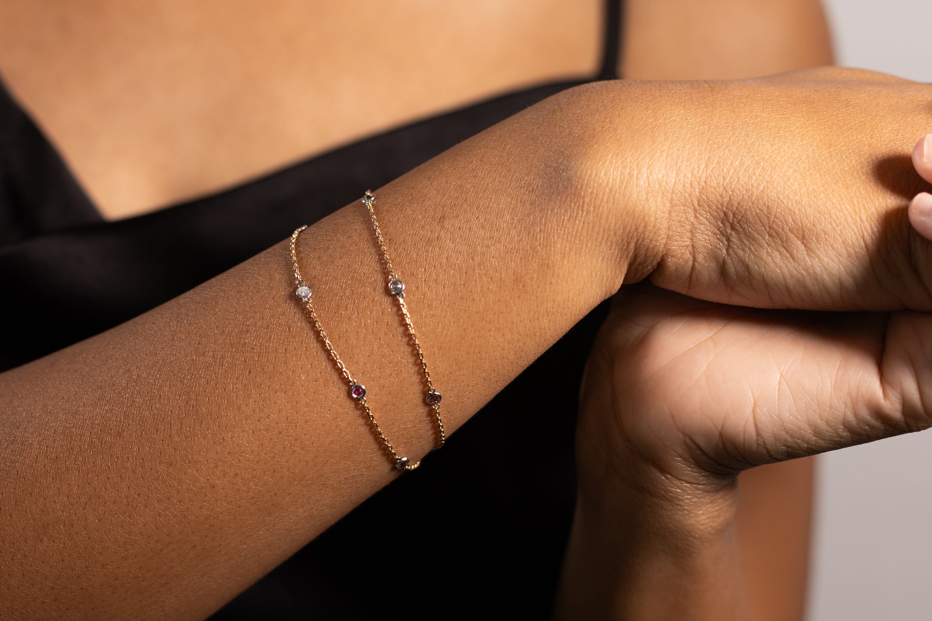 Diamond and Ruby Double Chain Bracelet