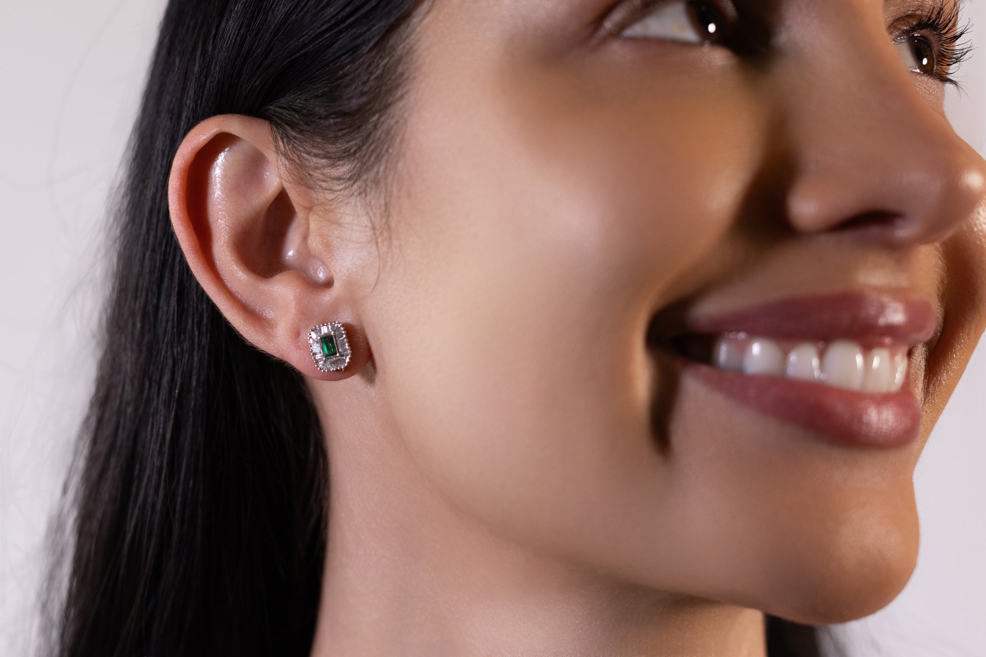 Emerald and Baguette Earrings
