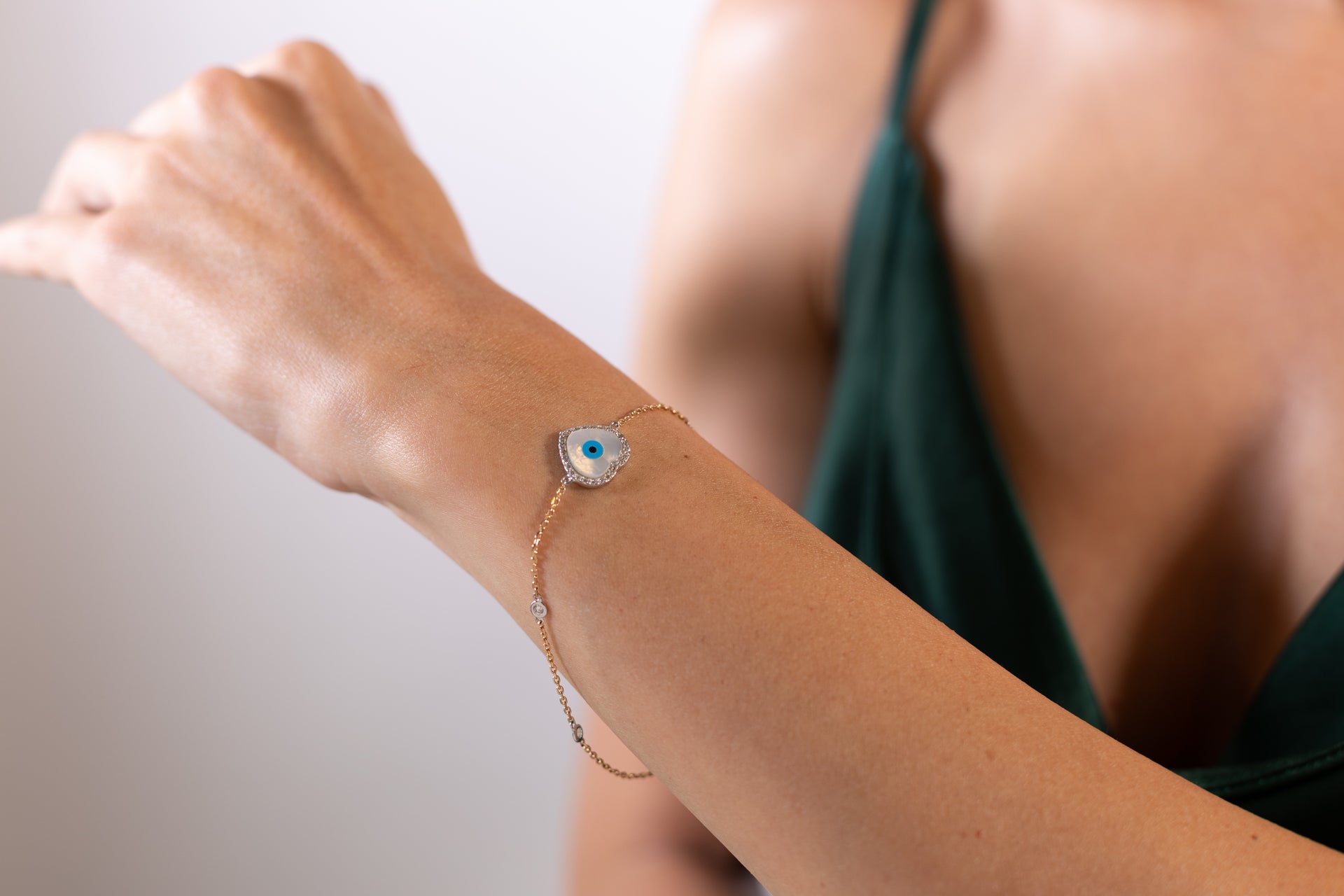 Evil Eye and Mother of Pearl Bracelet