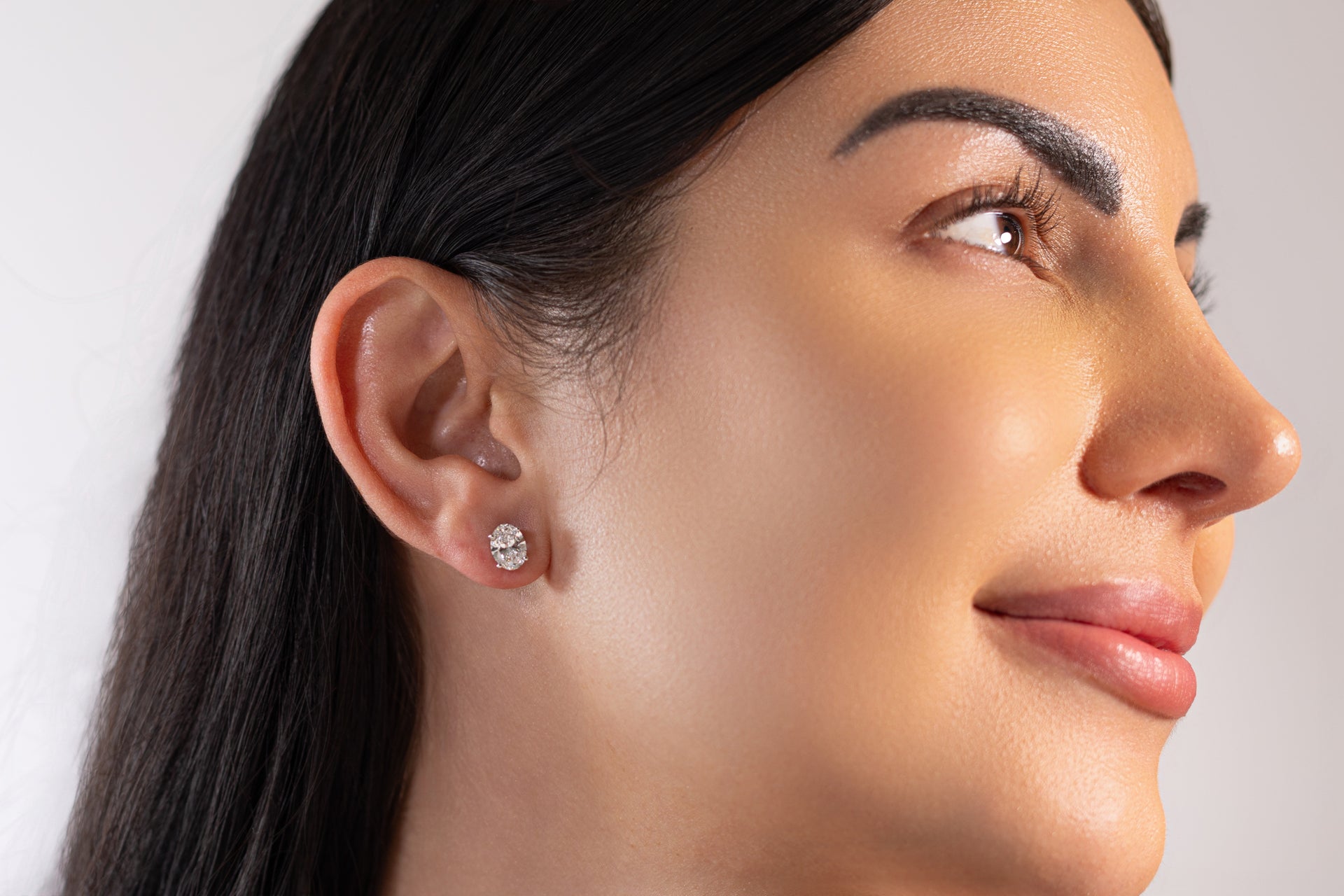 Oval-Shaped Diamond Stud Earrings