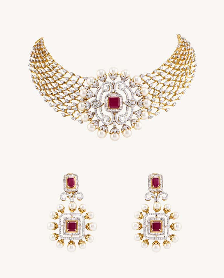 Vian Interchangeable Stones and Diamonds Choker Collecion