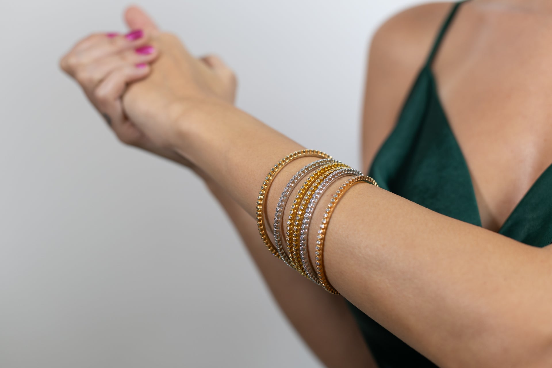 Vian Three-Tone Stackable Bangles