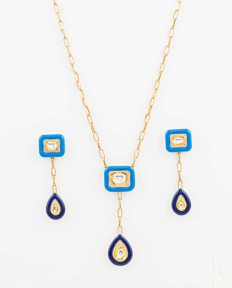 Vian Uncut Diamond Blue Enamel Collection