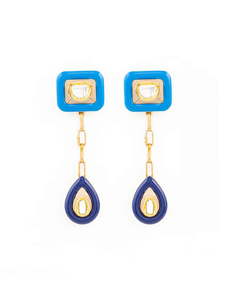 Vian Uncut Diamond Blue Enamel Collection