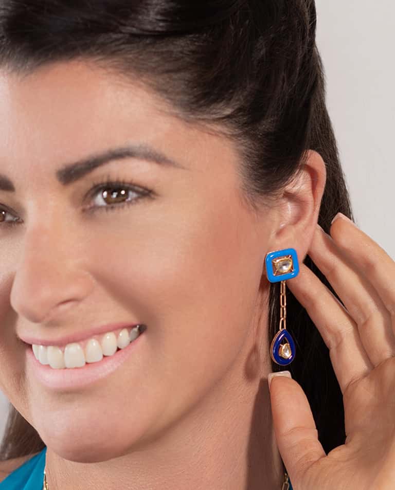 Vian Uncut Diamond Blue Enamel Collection