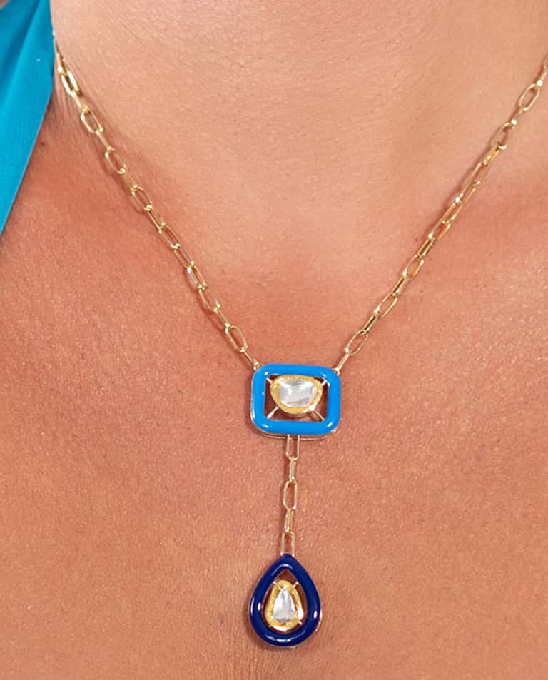 Vian Uncut Diamond Blue Enamel Collection