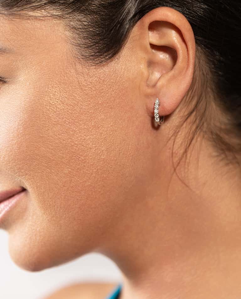 Diamond Huggie Hoop Earrings