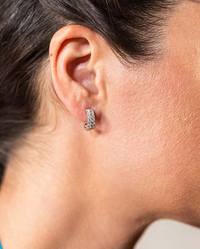 Diamond Double Row Hoop Earrings