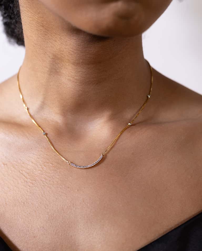 Curved Bar Diamond Necklace