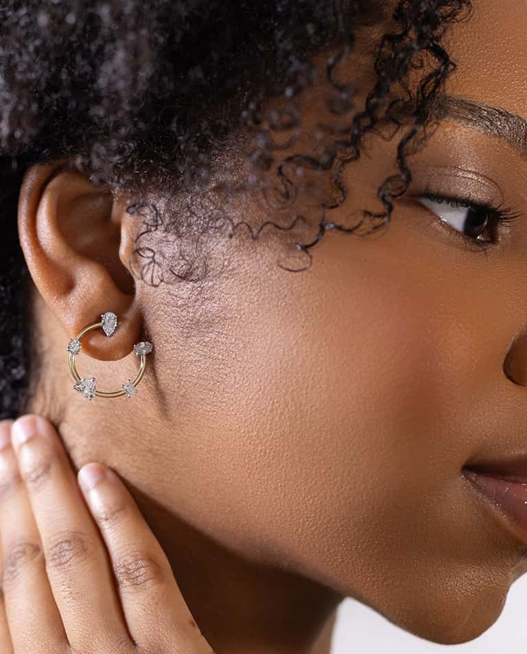 Multi Shaped Diamond Hoop Earrings