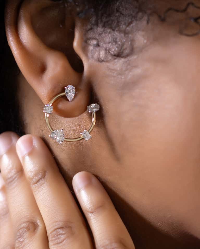 Multi Shaped Diamond Hoop Earrings